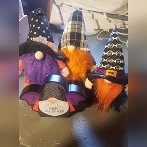 Lot of Halloween gnomes [2 plush 1 light up and 1 wooden]